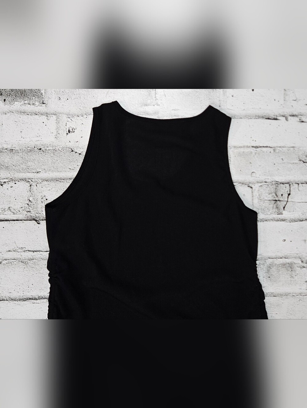 Mandee Black Sleeveless Ruched Side Tank Top Stretch Size Small - Picture 9 of 12
